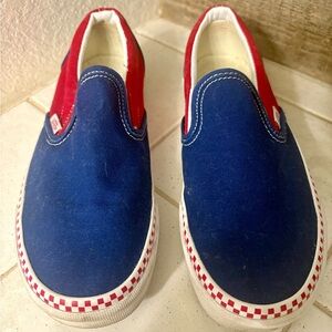 Vans - Red and Blue Slip-Ons